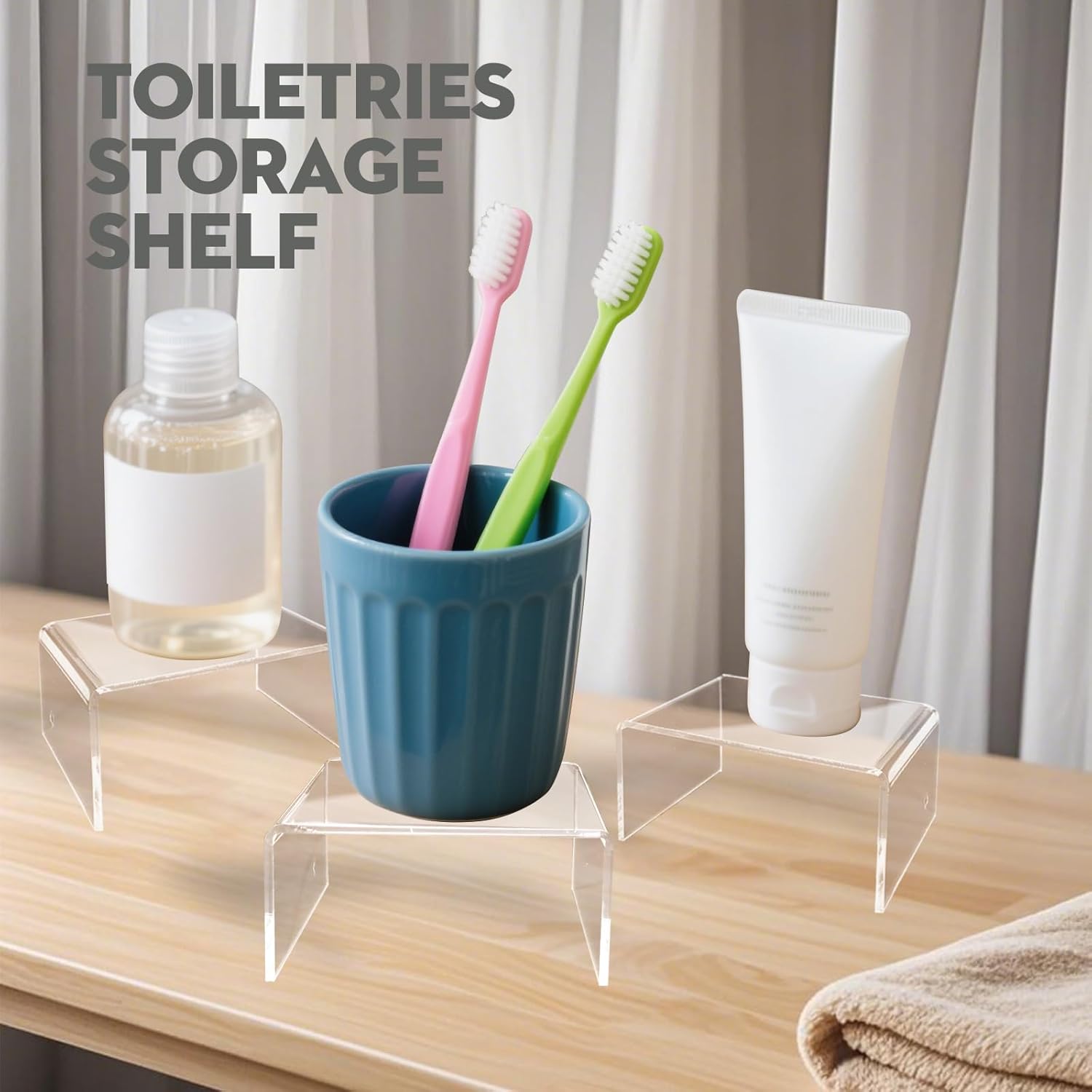 28 Pieces Acrylic Risers Display, Clear Collectibles Tabletop Stand Shelf Risers for Jewels, Cupcakes,Candy ,Small Toys, Tea Sets and Arts Crafts (4 x 3 x 2 Inch)