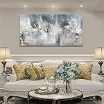 Abstract Canvas Wall Art Contemporary Gray Blue Canvas Pictures Wall Decor Modern Canvas Artwork Abstract Painting Prints for Living Room Bedroom Home Office Wall Decoration Framed Ready to Hang 60X120CM
