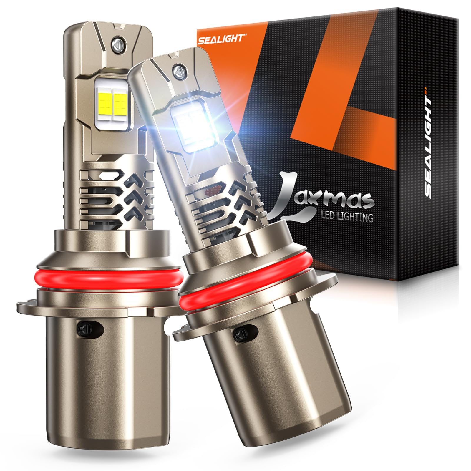 SEALIGHT 9004/HB1 LED Bulb, 1200% 70000LM Super Bright, 1:1 Mini Size No Adapter Required, 6500K White, 9004 LED Bulbs with 70000Hrs Lifespan IP68 Waterproof, Plug and Play, Pack of 2