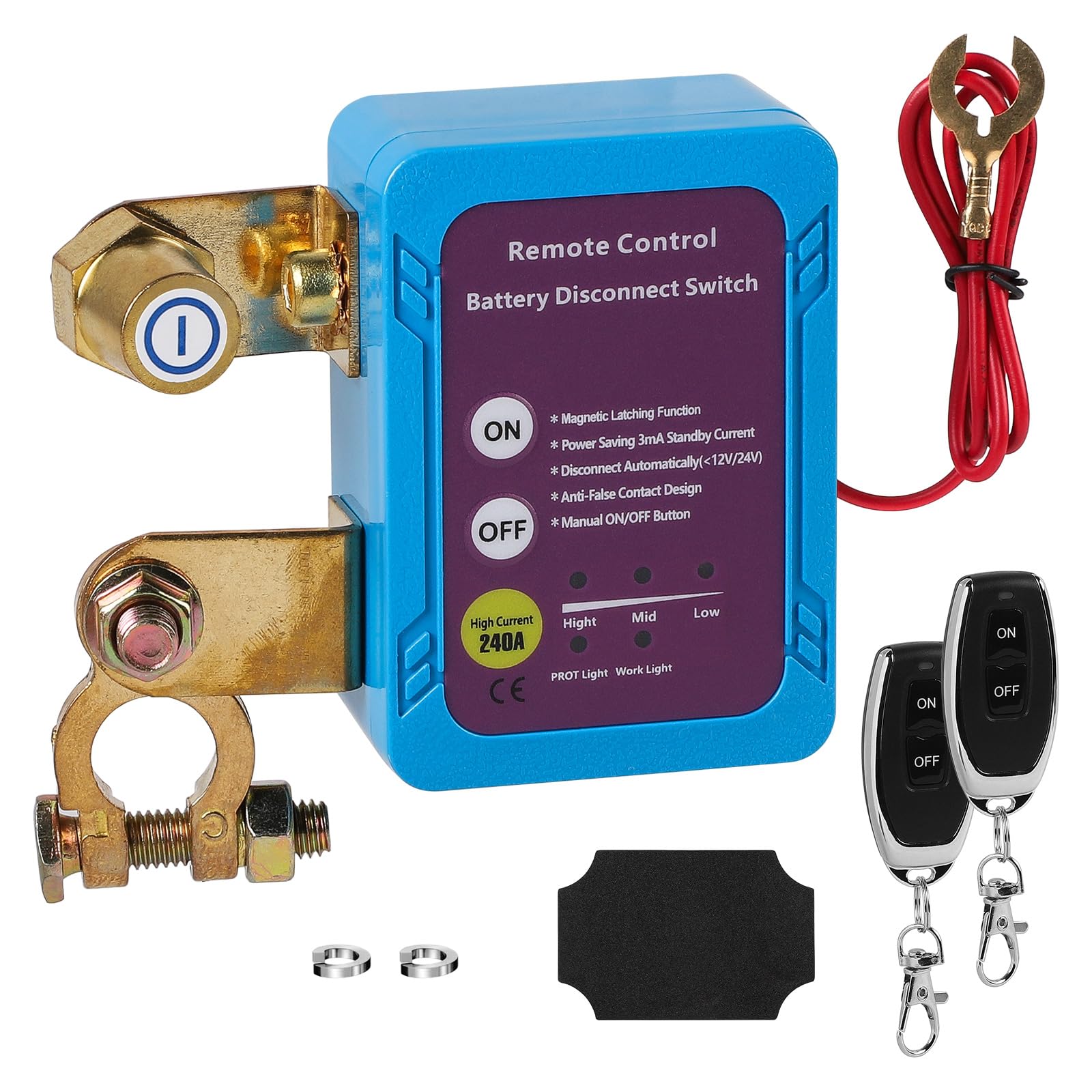 CPROSP Stacca Batteria con Telecomando 12V, Staccabatteria Automatico, Remoto Antifurto Auto Stacca Batteria, per Auto RV ATV Camion Barca