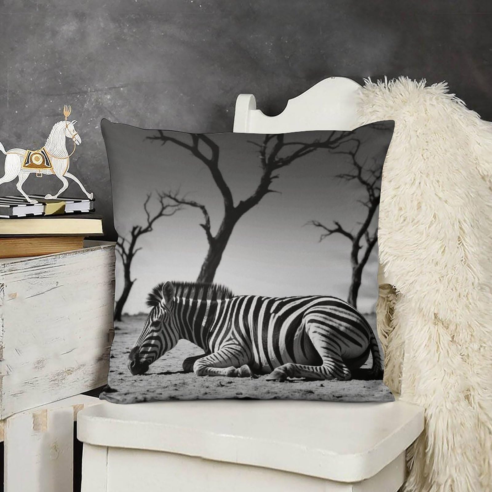 FodPand Decorative Zebra Throw Pillow Covers 20x20 Soft Plush Cozy Cushion Cases with Invisible Zipper Body Pillowcase Square Accent Pillow Shams for Couch Sofa Bedroom Living Room