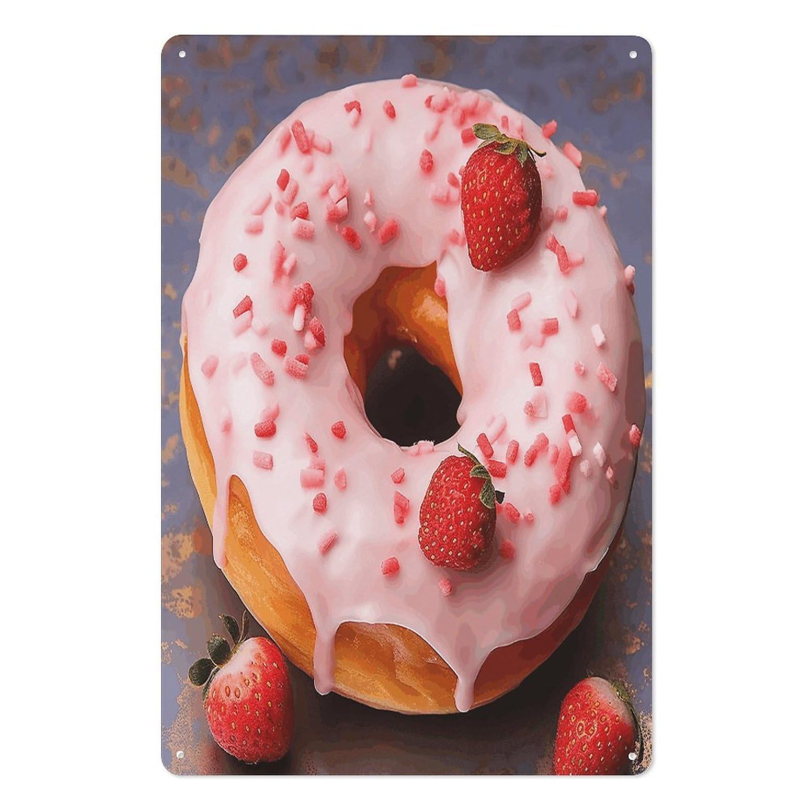 Adfgyerh Style Strawberry Donut Tin Sign Hanging Art Prints,Wall Decor For Gifting And Party Decoration 7.9X11.8 Inch,Wall Art For Home Garden Greenhouse Living Room Bedroom Yard