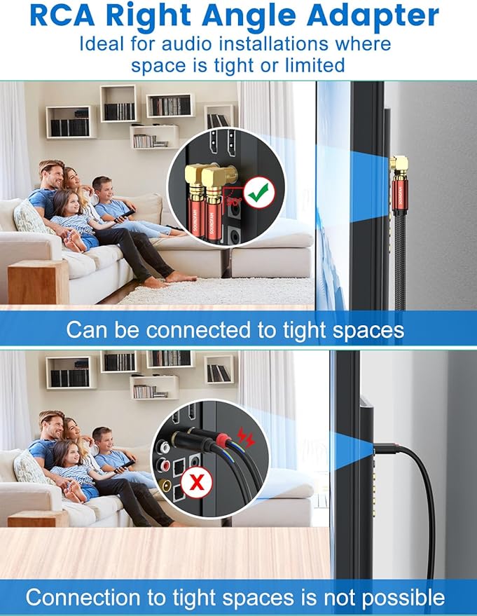 Adaptador RCA 90° Dorado Macho a Hembra 2 Pack miniatura 2