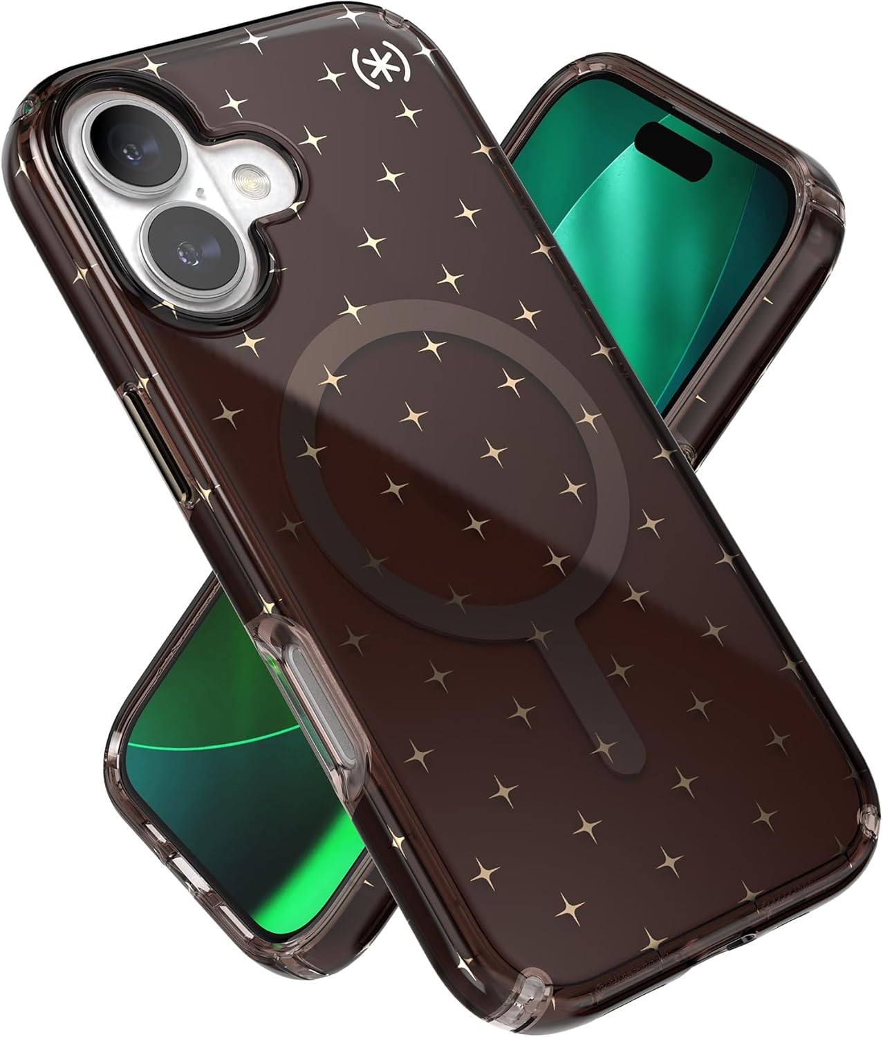 Speck Presidio LUX for iPhone 17 Case, MagSafe-Compatible, Slim Protective Case, Luxury Shade/Gold Stars