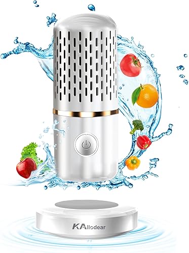 Dispositivo limpiador de verduras, lavadora de frutas y verduras Kallodear con base recargable USB Tecnología de purificación de iones OH para