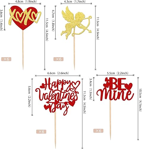 Miniatura 198 de Rsstarxi 36 Pack Happy Valentine's Day Cupcake Toppers Glitter Cupid Love Heart Lip Kiss Me Be Mine Cupcake Picks for Valentine's Day Theme Wedding