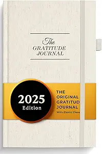 The Gratitude Journal: Inspire Thankfulness, Mindfulness, Positivity, Happiness,Upgraded with Pen Holder, Inner Pocket & Elastic Closure Band (Beige)