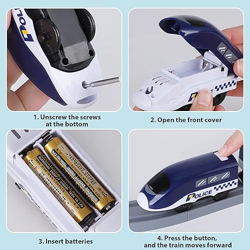 Miniatura 4 de Wdmiya Juego de trenes para niños pequeños, 92 piezas de juguetes de tren para niños de 2 a 8 años, juegos de trenes eléctricos con pistas (conexión