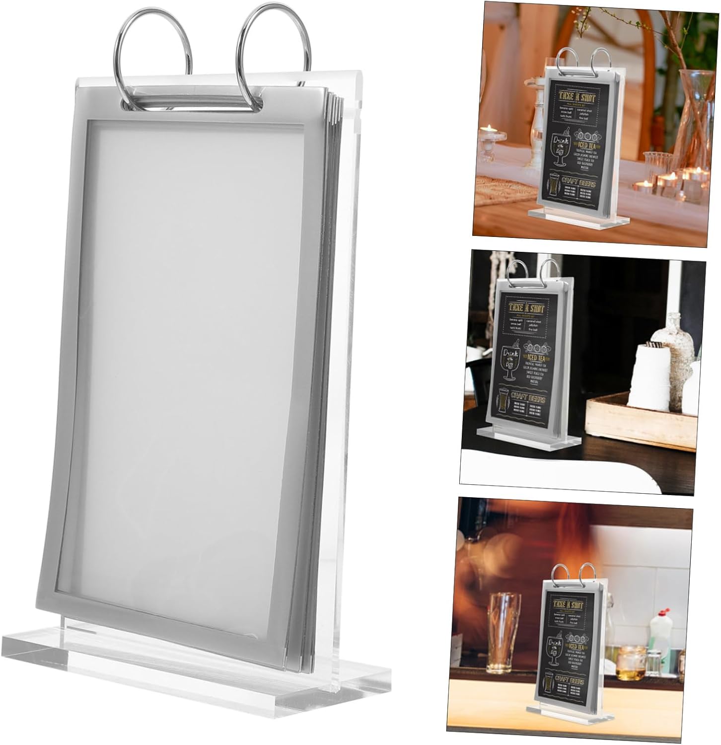 Tofficu 5pcs Stylish Desktop Menu Display Stand Flip Sign Holder Stand for Restaurant Office Easy Setup Menu Holder