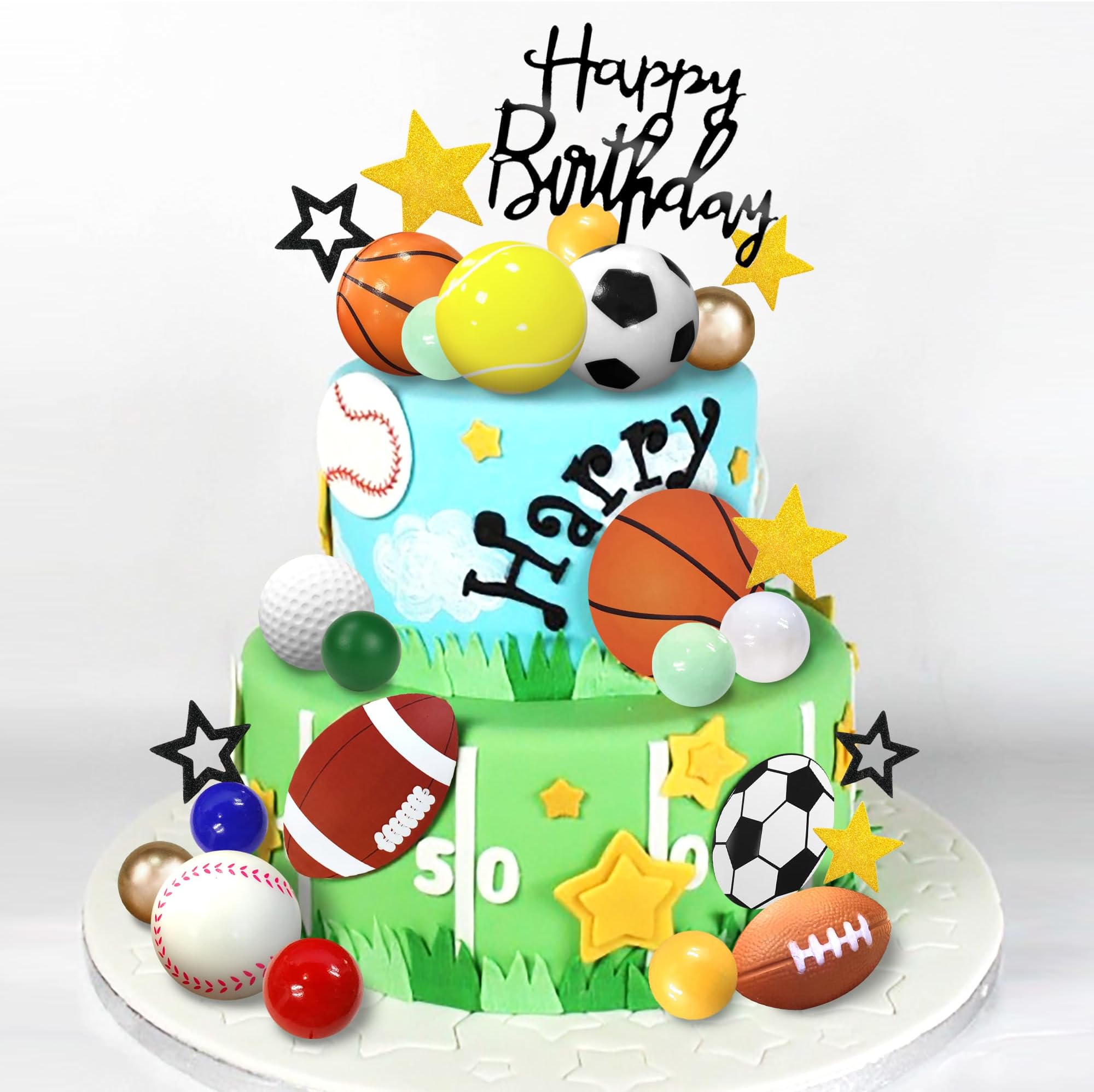 Sports Cake Toppers Soccer Basketball Baseball Tennis Golf Cake Decorations