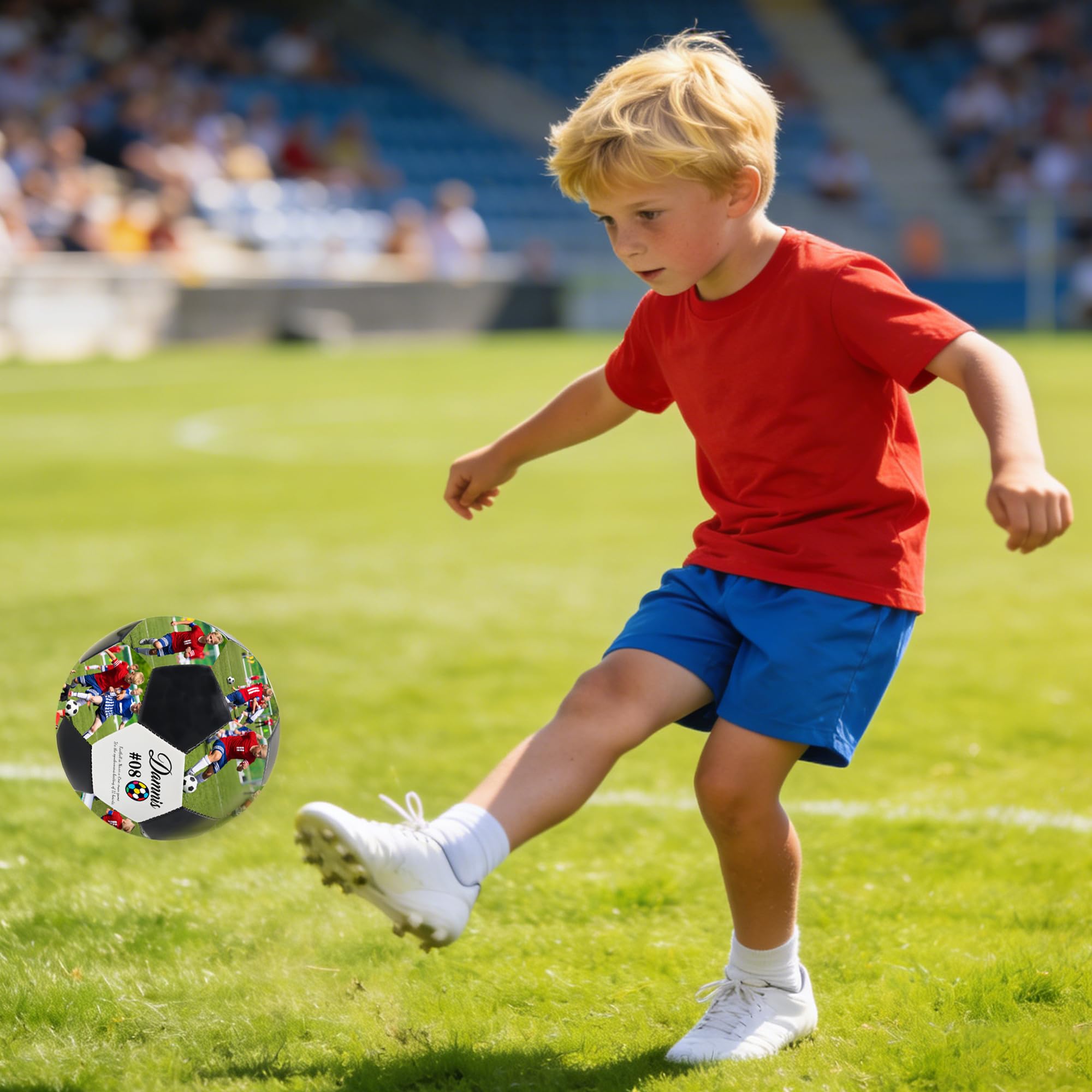 Personalisierter Fußball mit Foto - Maßgeschneidertes Spielball Name, Souvenir für Fußballfans, Sohn Tochter Freund Vater Trainer, Geburtstag Abschluss S-XL
