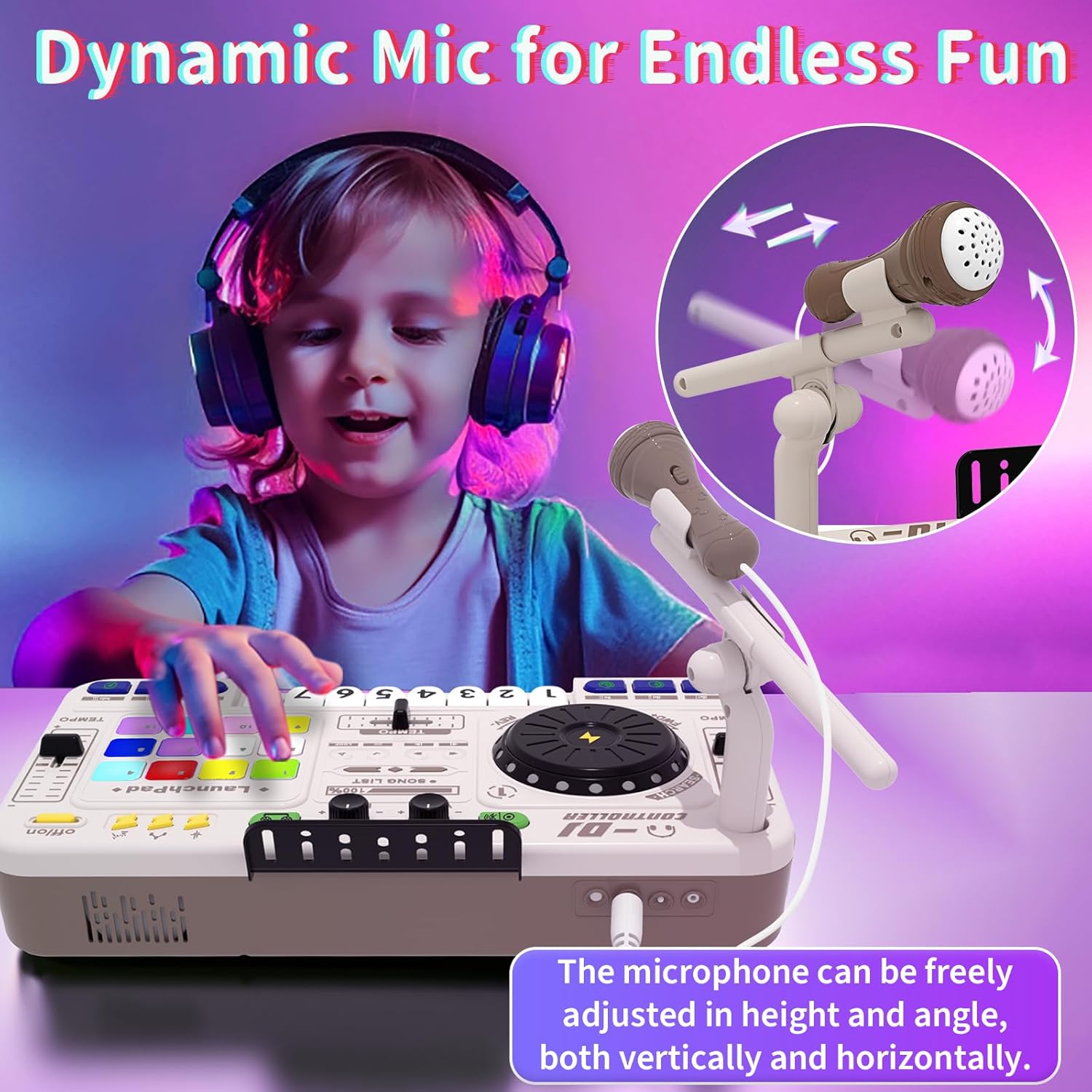 Kids DJ Mixer Board Controller Toy Set with Turntable, Piano Keys, Microphone & Bluetooth - Musical Instrument Toy for Toddlers 3 4 5 6 7 8 Year Old Boys & Girls - Birthday (White)