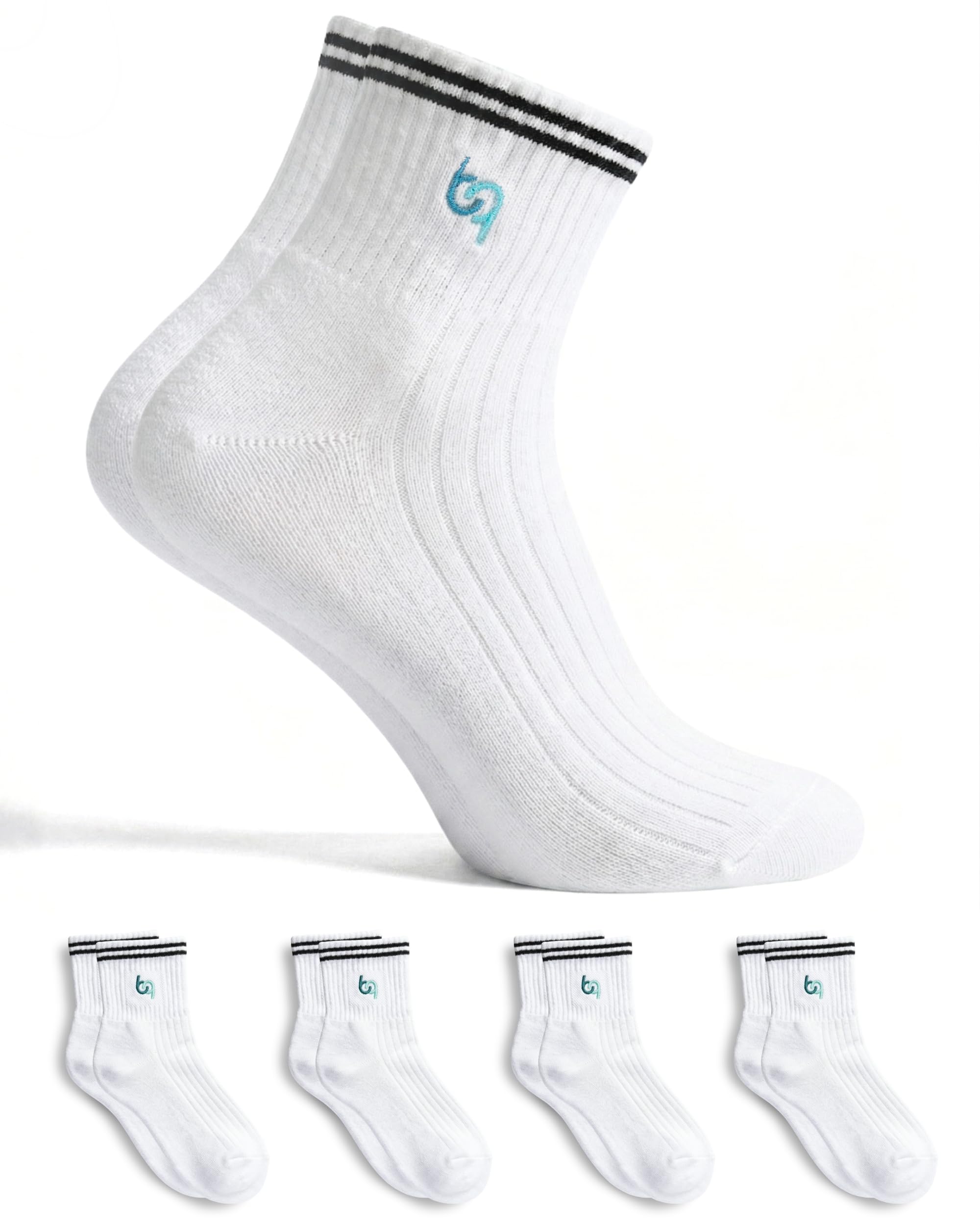beqem Feine Retro Socken Ägyptische Baumwolle 4 Paar Schwarz/Weiß Größe 43-46 Damen Herren - Quarter, Nahtlose Spitze