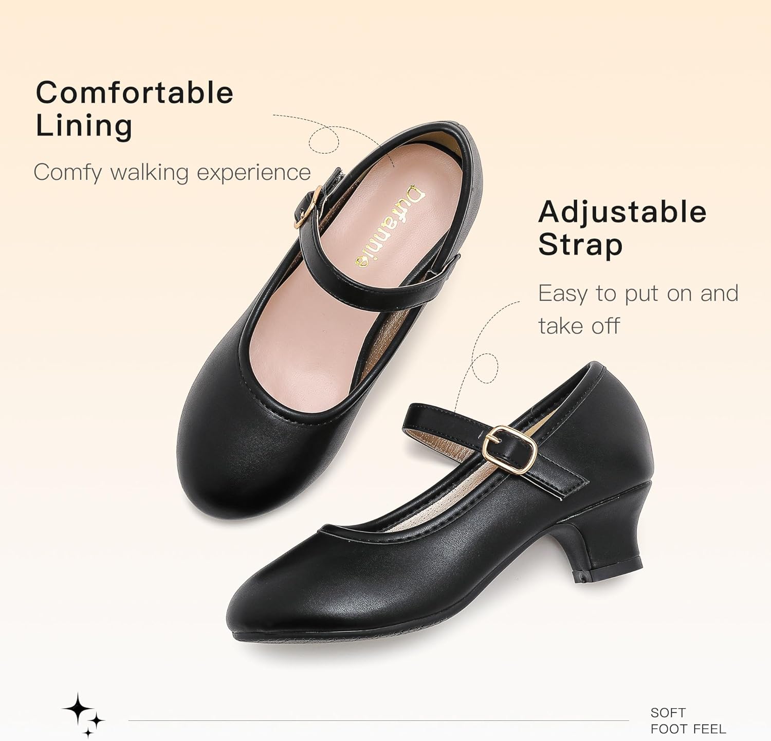 Dufannie Girls Dress Shoes Low Heel Princess Flats Mary Jane Flower Wedding Party Glitter Shoes for Kids Toddler - Image 4