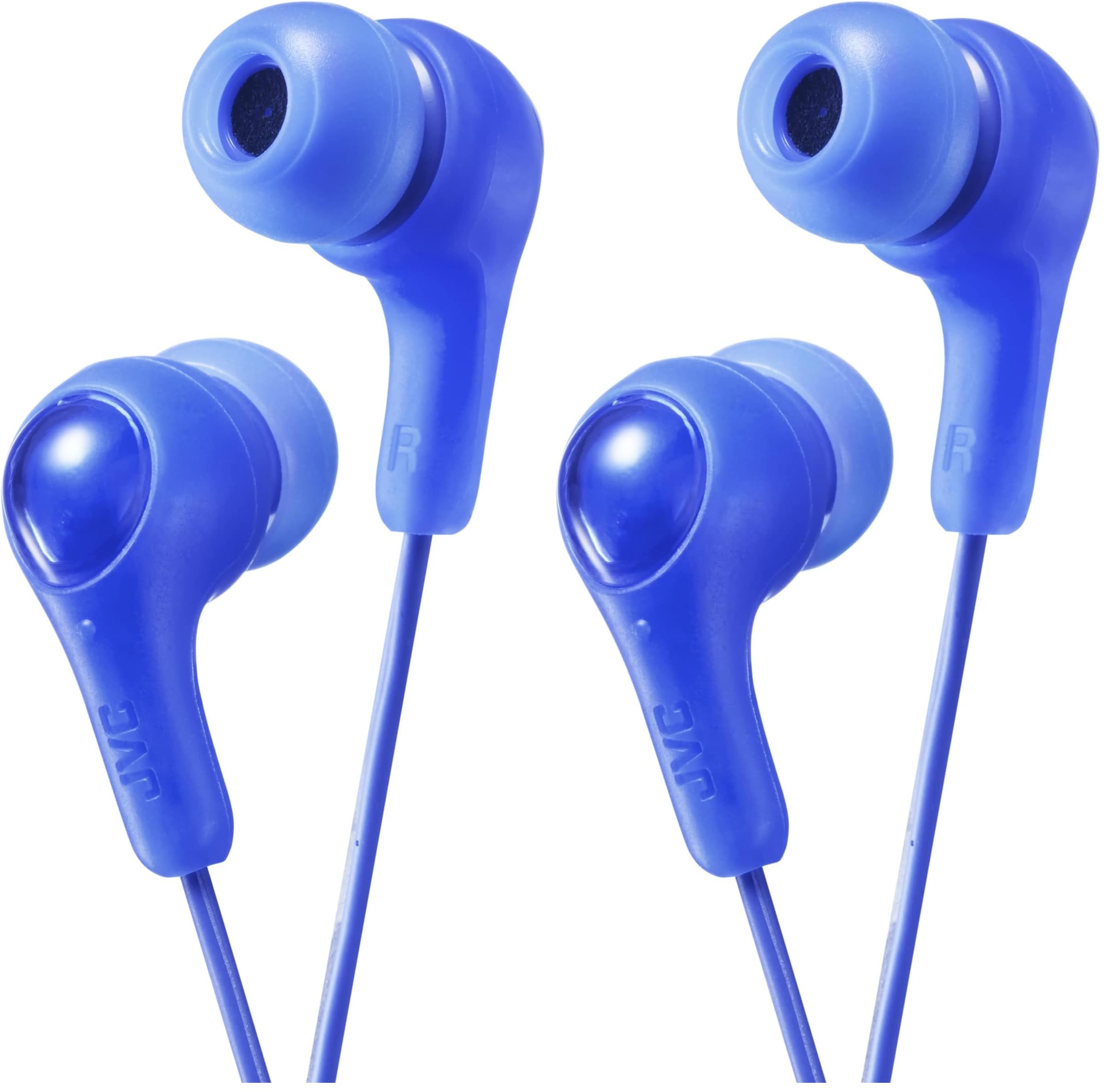 JVC Gumy in Ear Earbud Headphones, Powerful Sound, Comfortable and Secure Fit, Silicone Ear Pieces S/M/L - HAFX7A (Blue) One Size, 1 Count (Pack of 2)