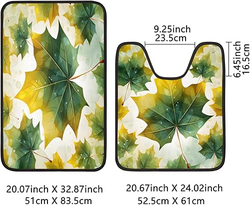 Miniatura 3 de Pardick 2 Pieces Bath Mat Set, Graffiti Maple Leaves Bath Mat U-Shaped Toilet Rug Bathroom Mat Set with Bath Rug Mat, Colorful Leaves Mat for