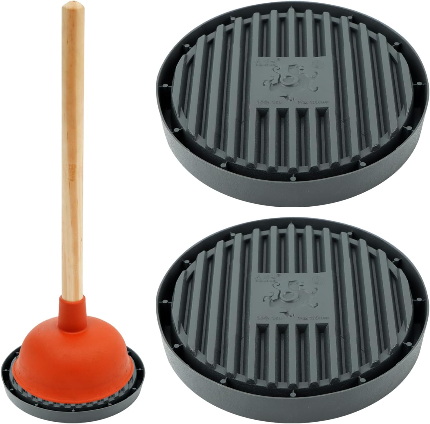 2 Pcs Toilet Plunger Tray,Catches Drips and Dries Quickly Universal Non Slip Plunger Holder for Kitchens and Bathrooms(Only Tray)(Grey)