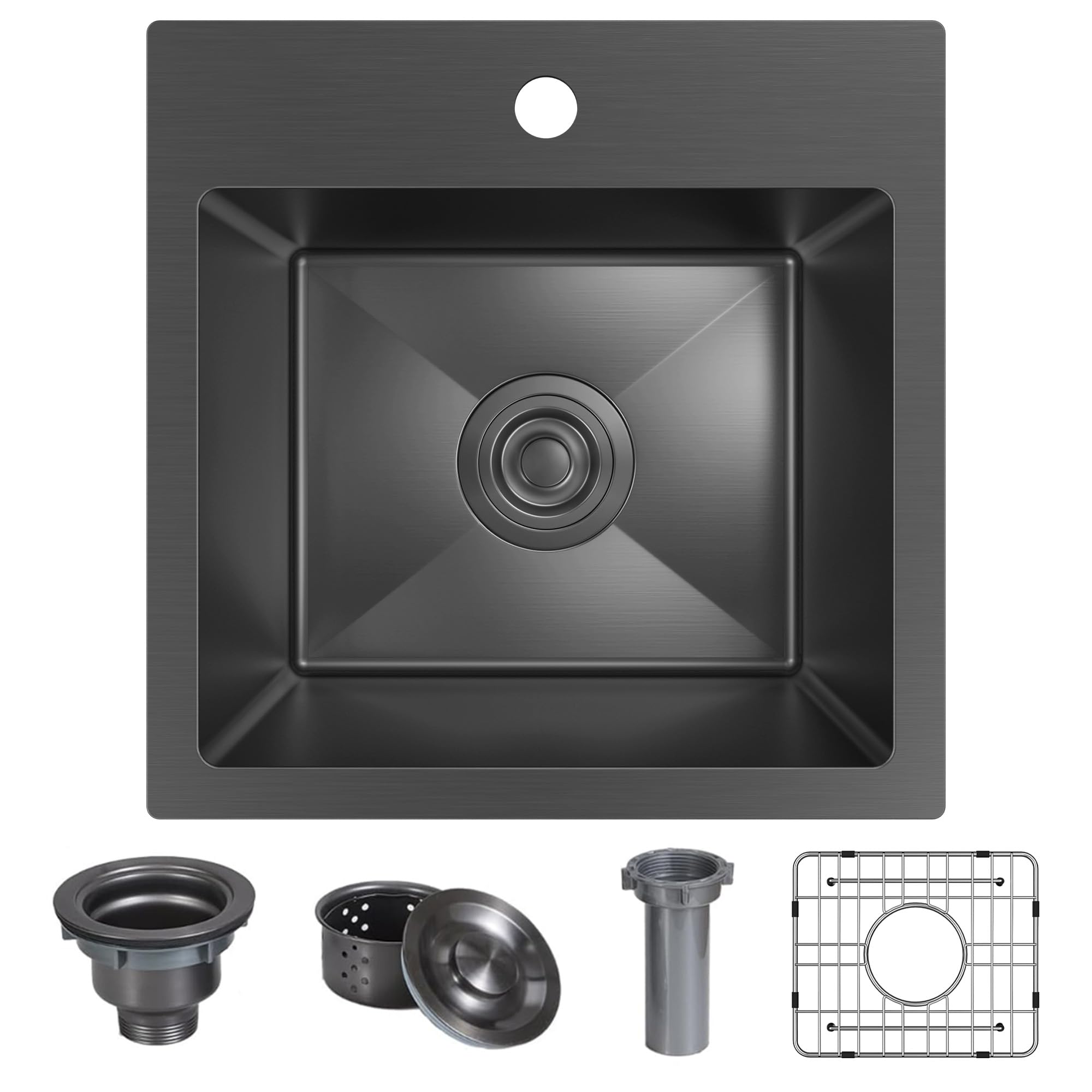 y*iFTWO（FNTC ）BLACK DECK 157 W DFI Black Single Handle Deck-mount Filtered Kitchen Faucet