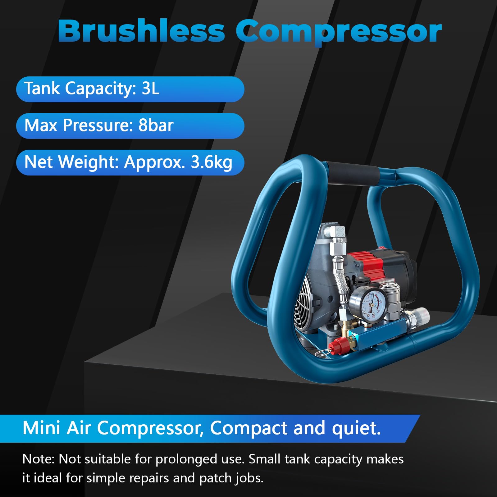 Akku Kompressor Druckluftkompressor für Makita 18V Akku, 8bar Arbeitsdruck