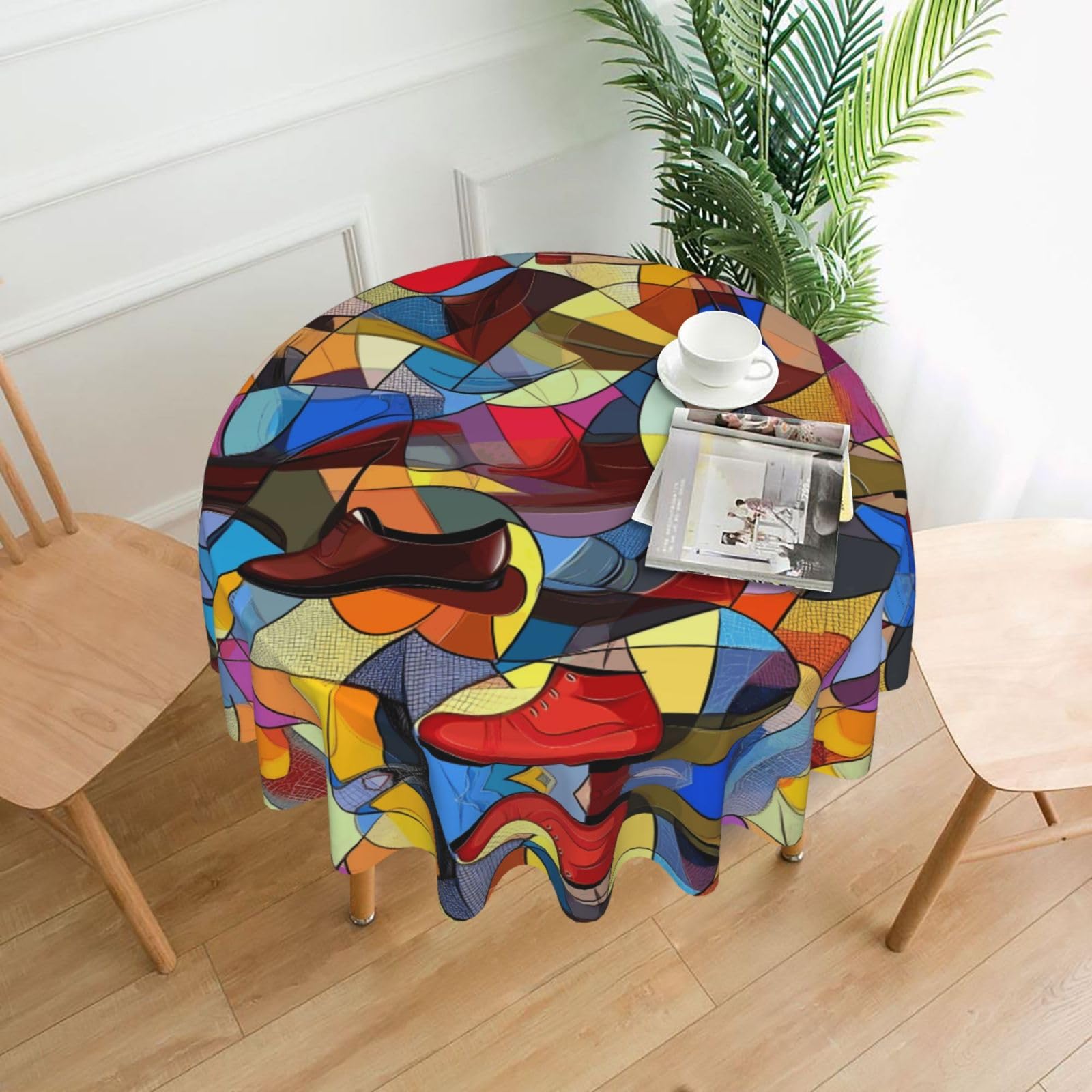 HLBSDM Mixture Printed Practical Round Tablecloth, Durable, Suitable for Home, Restaurant, Hotel, Gathering, and Decorative Table Covers