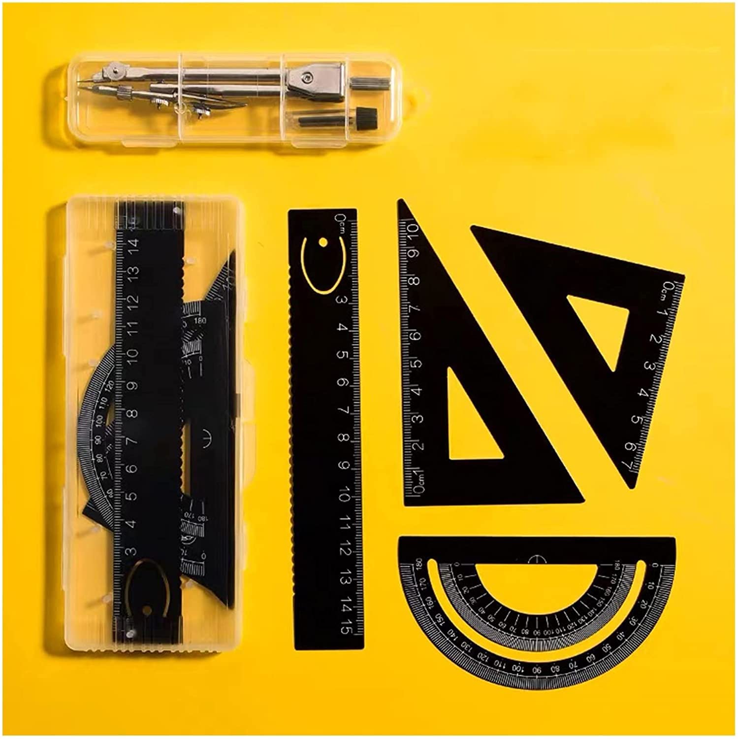 Zeichenzirkel, Zirkel-Set, Mathematik- und Geometriezirkel, Zeichenzirkel zum Zeichnen, Heimschulbedarf, Edelstahl, Mathematik- und Geometrie-Set(C)