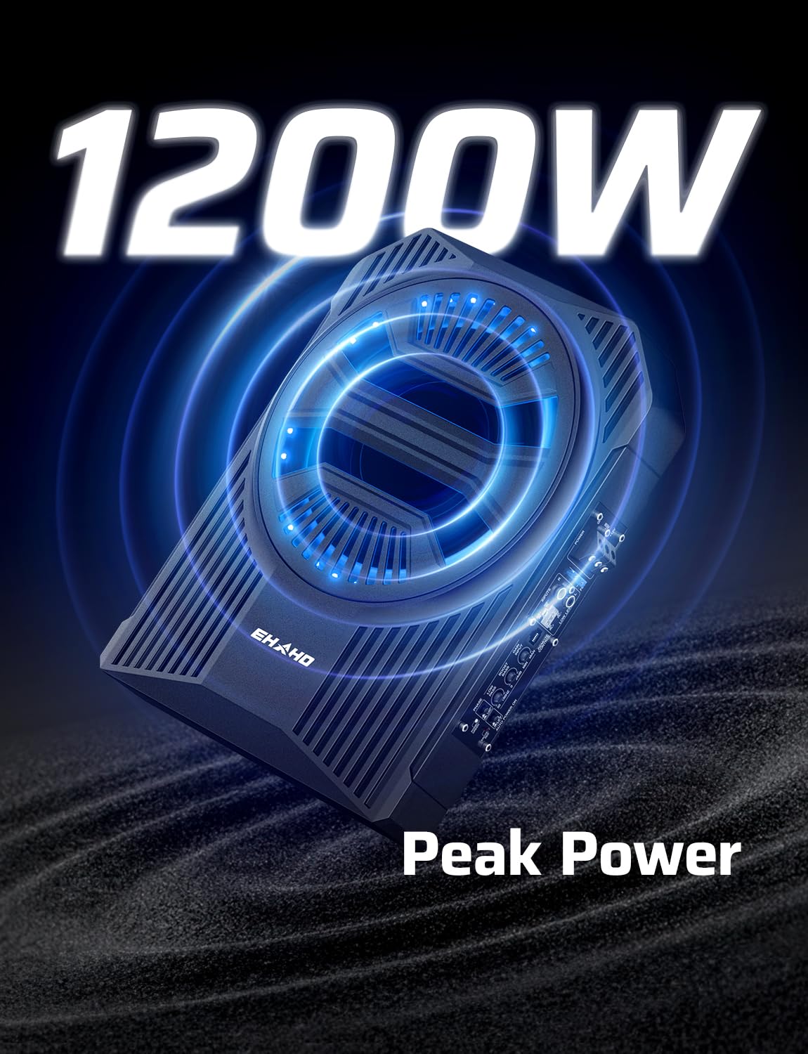 10" 1200W Slim Underseat Car Powered Subwoofer with Amplifier & RGB Lights – APP/Remote Control, Music Sync Bass & Rainbow Chasing Effects, Car Truck Audio Subwoofer and Amp Package