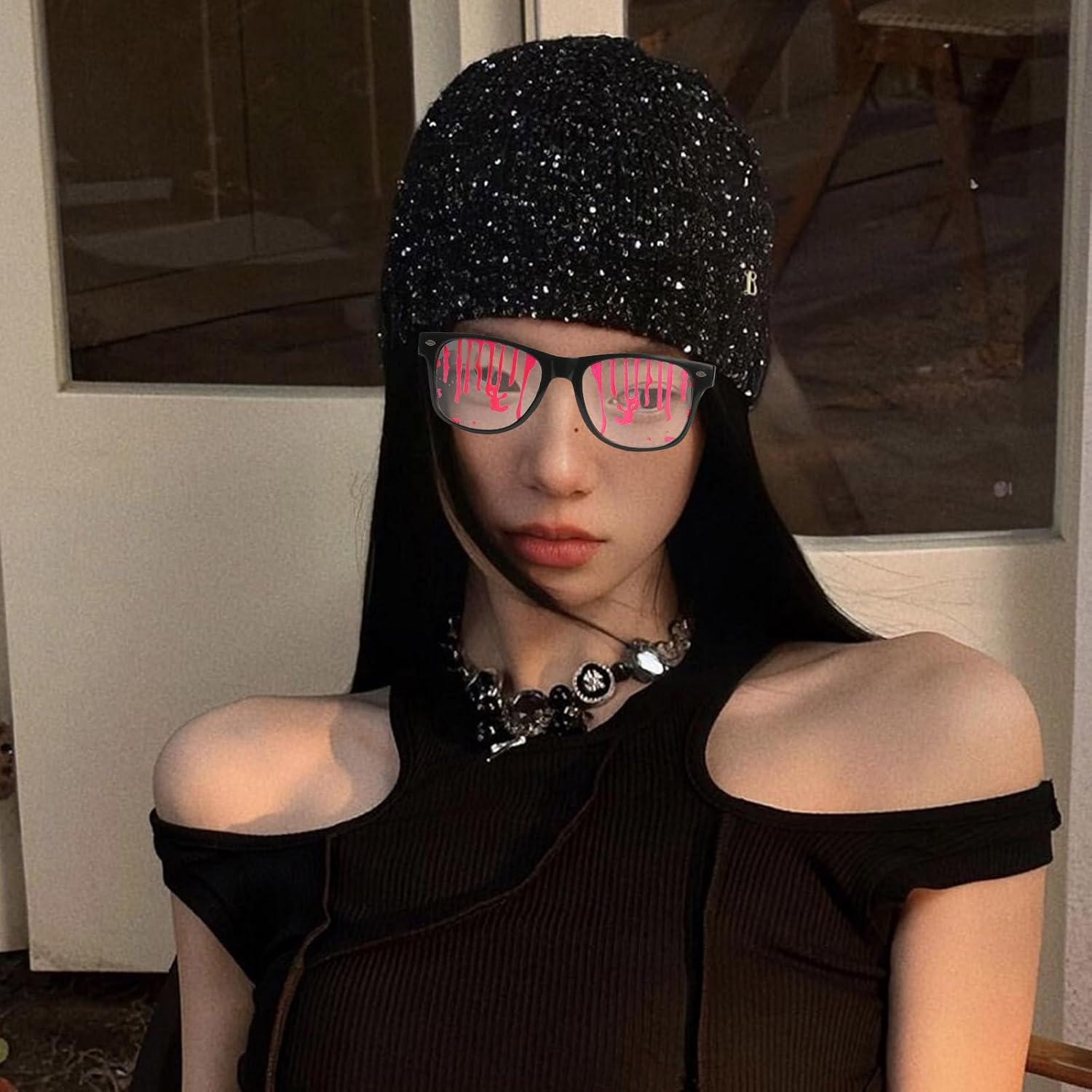 Scary Party Eyelasses Halloween Glasses Costume Eyeglasses Splattered Blood Glasses Decorative Glasses Photo Props