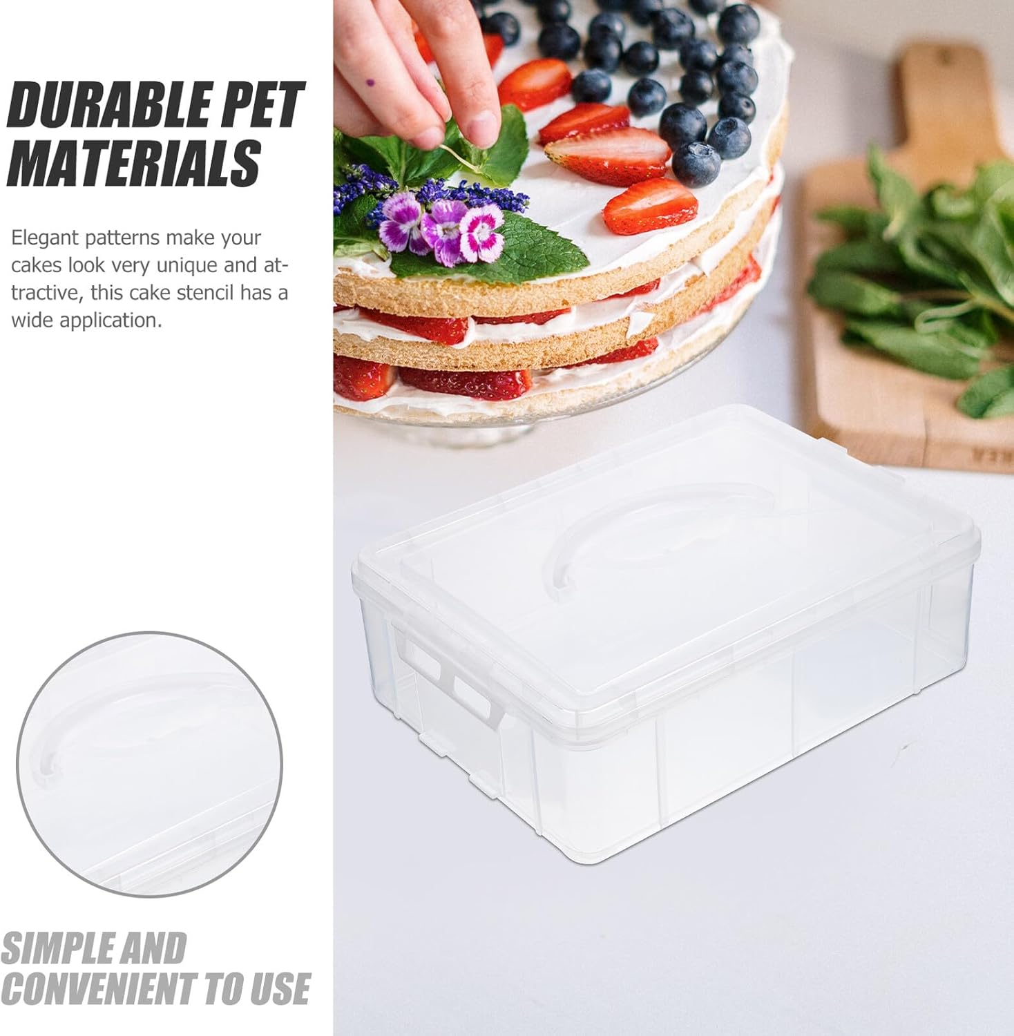 Beaupretty Reusable Cupcake Carrier with Lid and Handle, Portable Muffin Cupcake Carrying Holder, Plastic Cake Container for Travel and Storage, White Box without Insert