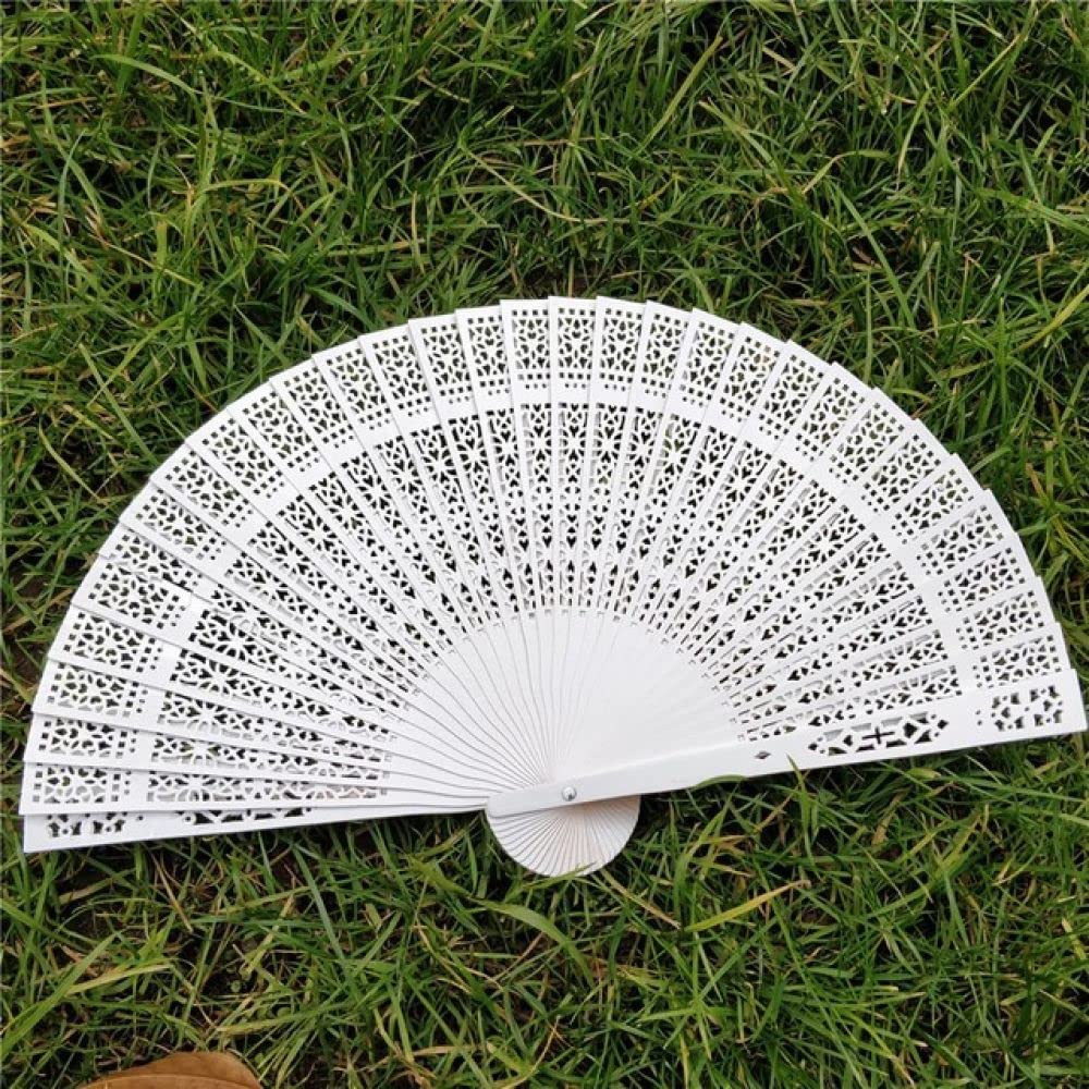 Éventail chinois en bois de bambou ajouré 20 cm ventilateur pliable vintage