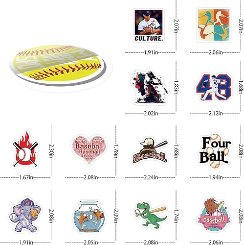 Miniatura 2 de 102 calcomanías de béisbol para álbumes de recortes, lindas calcomanías de vinilo motivacional impermeables para botellas de agua, cascos, equipaje,