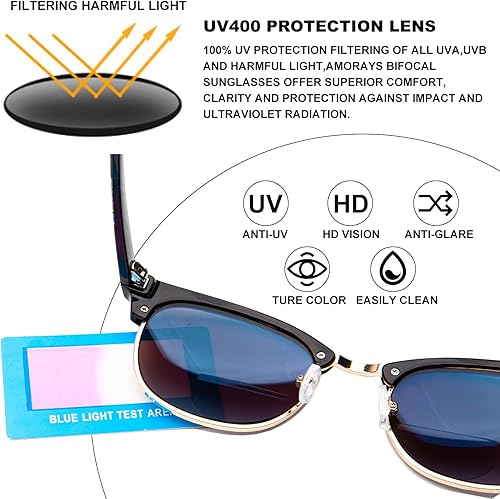 Miniatura 4 de Amorays Lentes de sol bifocales de lectura para mujeres y hombres, lentes clásicos para lector de sol, lentes transparentes con protección UV para
