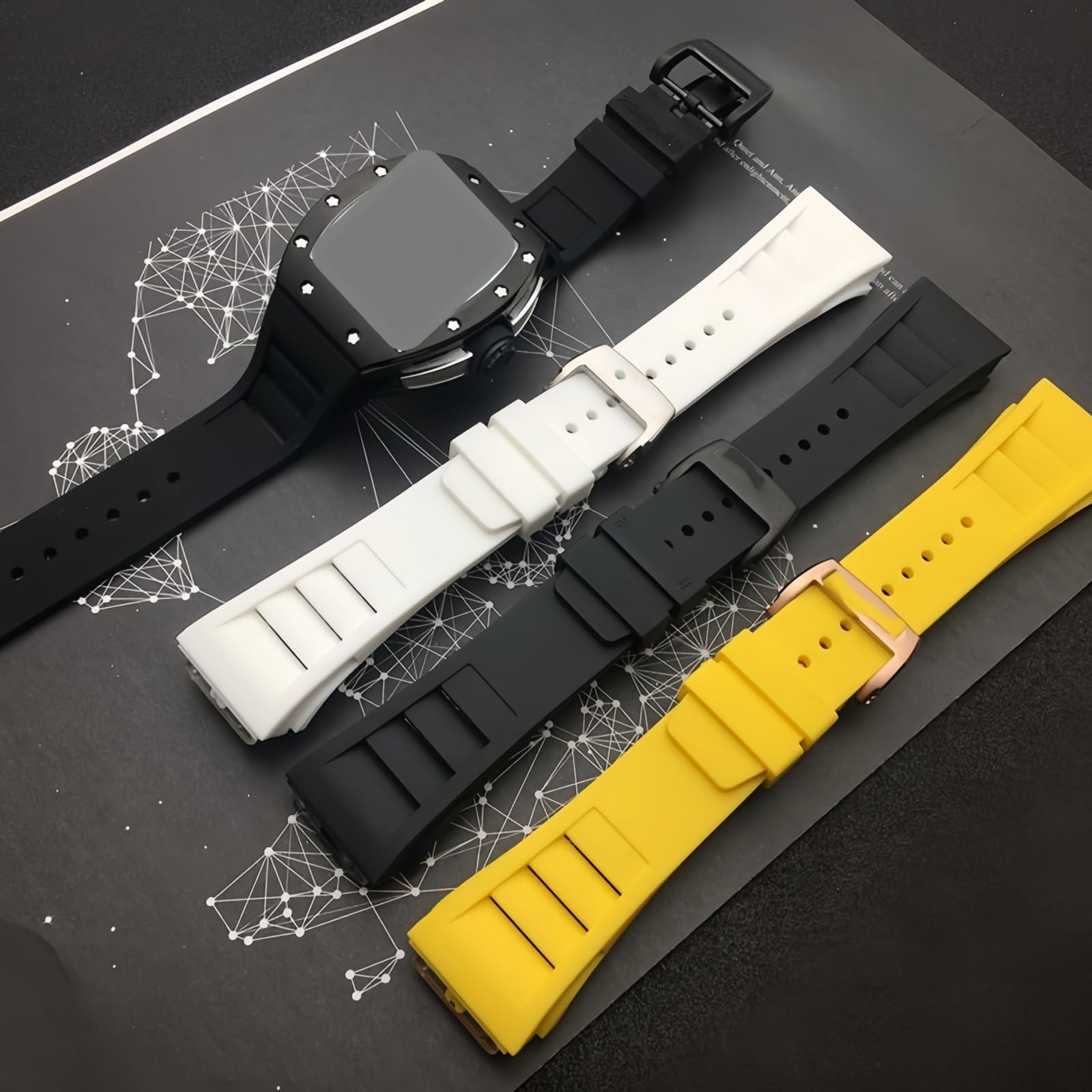 25mm Wodoodporny Silikonowa Bransoleta Żegarka Rękowego Miękki Gumowy Pasek Zegarka dla RICHARD MILLE RM11-03