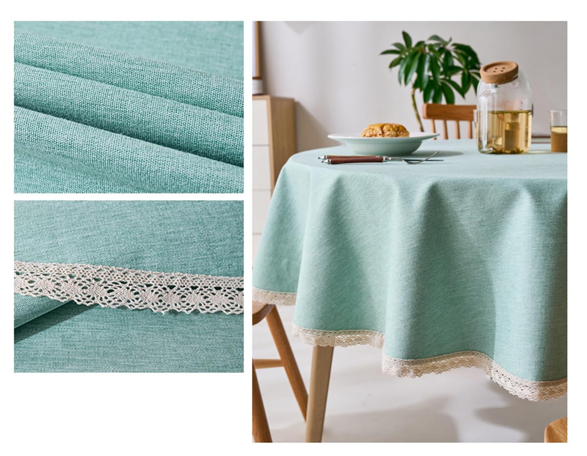 GOEXCPL Round Tablecloth Stain Resistant Coated Waterproof Wipe Clean Tablecloth Green Diameter 220 cm, Green-a, 86.6 inch (Round) - Image 2