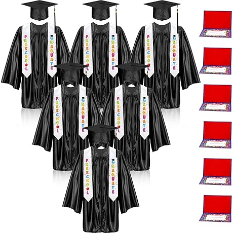 24 Pcs 2024 Preschool Graduation Set Cap & Gown w/Tassel & Diplomas