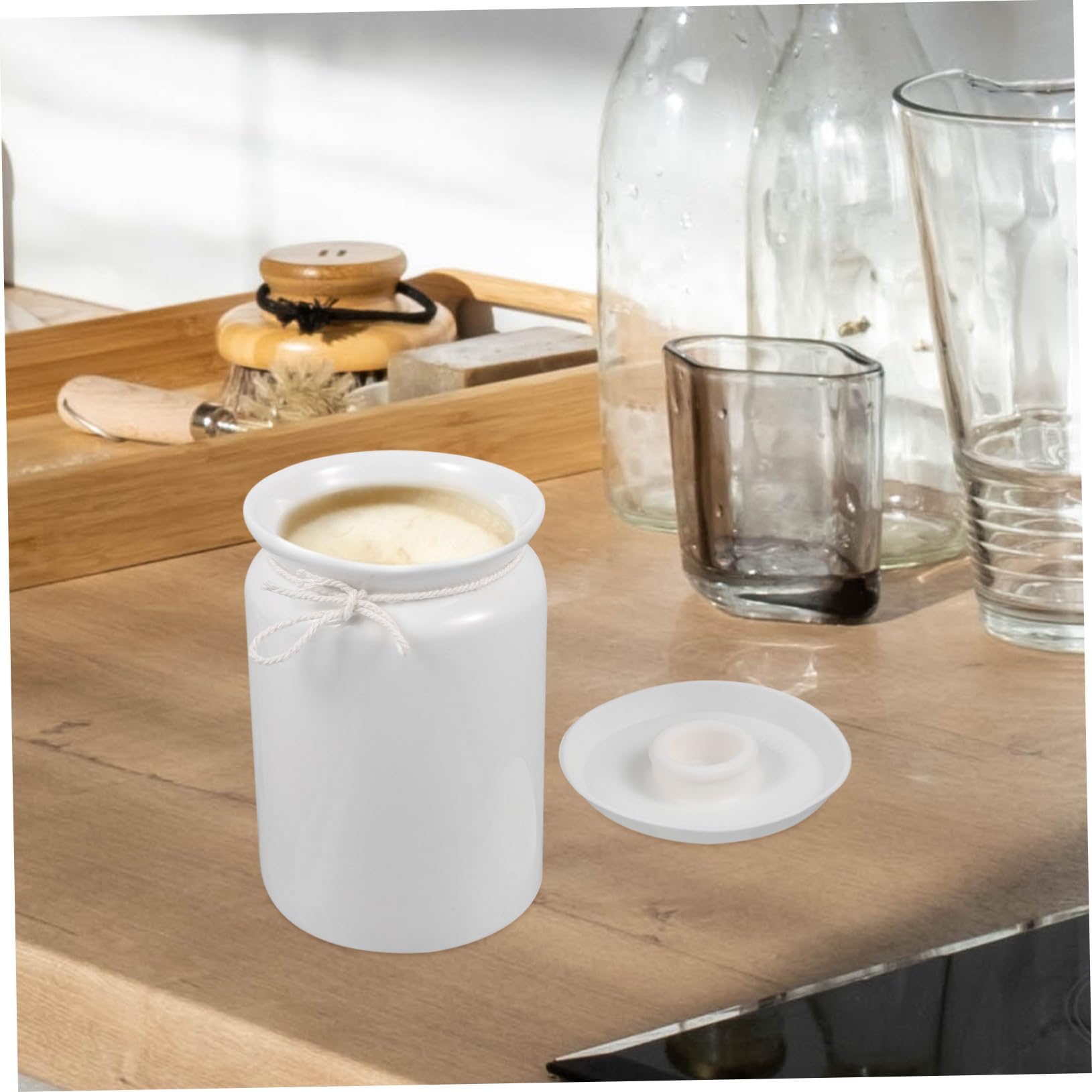 Tarro de Cerámica Blanco de 800ml Tapa de Silicona | Azúcar y Café en Restaurante u Hotel, Cierre Eficaz, Fácil de Limpiar, Uso Versátil