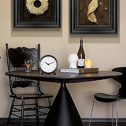 Miniatura 3 de Reloj de escritorio de 5.1 pulgadas, pequeño reloj de escritorio retro que funciona con pilas, reloj de mesa de metal brillante con luz para