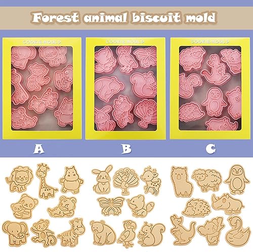 Miniatura 3 de Cortadores de galletas de animales con sellos de émbolo con tema de animales salvajes Herramientas para hornear galletas en relieve moldes de