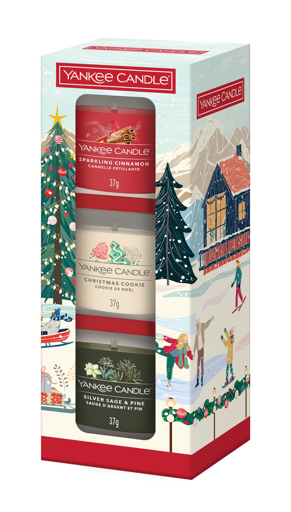 Yankee Candle Set 2025 - 3 Mini Votive Candles (Silver Sage & Pine, Christmas Cookie, Sparkling Cinnamon)