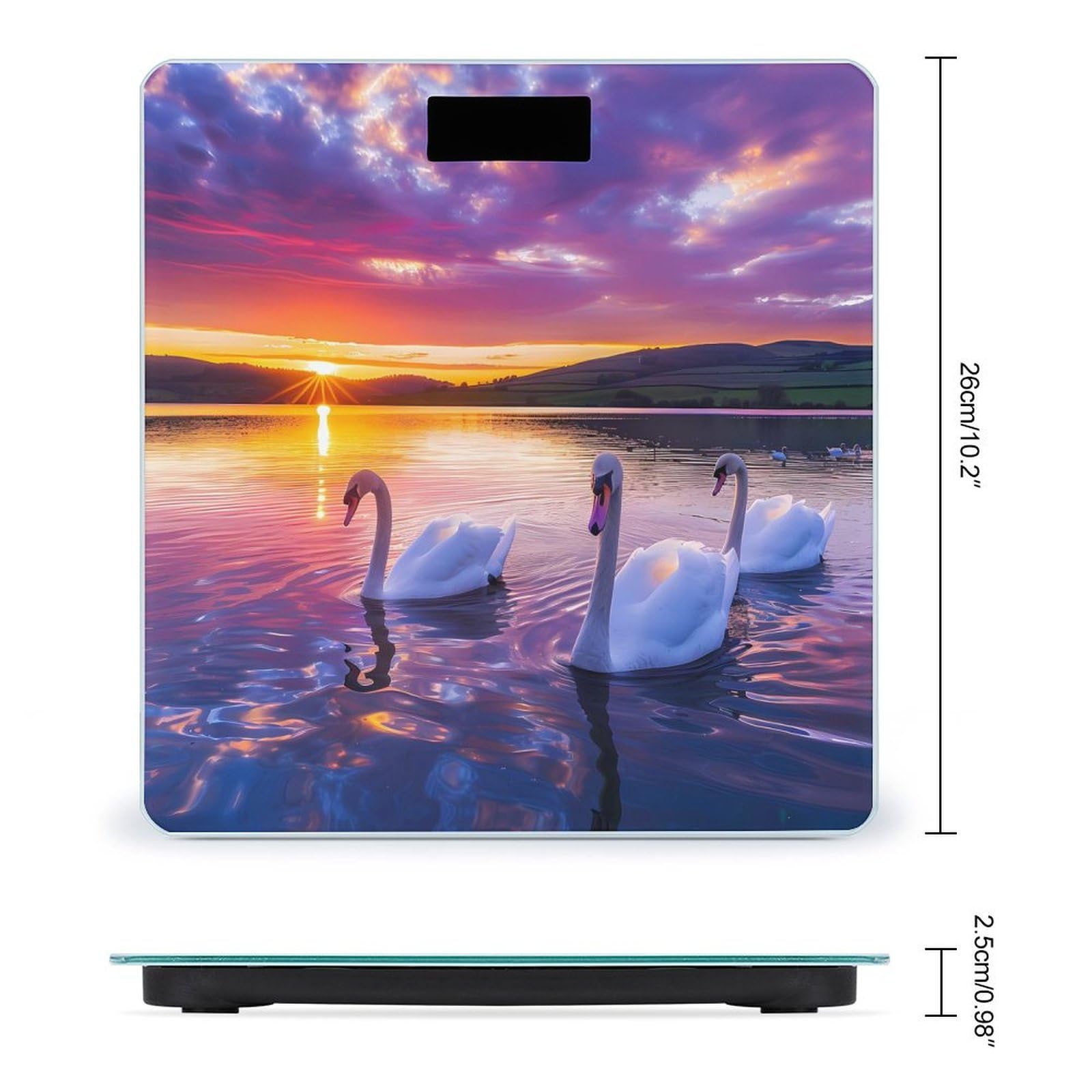 Swans in The Lake Landscape Scale for Body Weight Bathroom Digital Body Weight High Precision Scale for Home Office