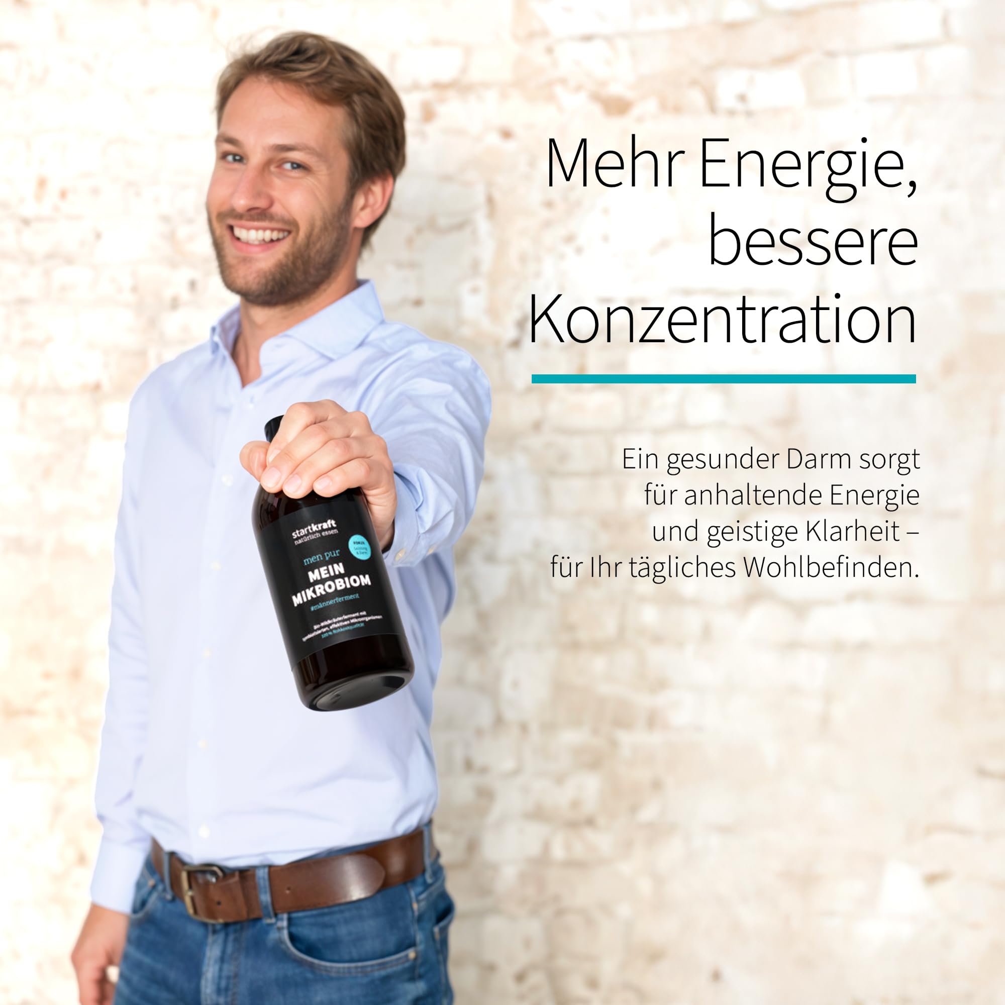 Mikrobiom Men Pur 1 Liter, Wildkräuterferment mit effektiven Mikroorganismen, 33 Bakterienstämme, Nahrungsergänzungsmittel vegan und glutenfrei