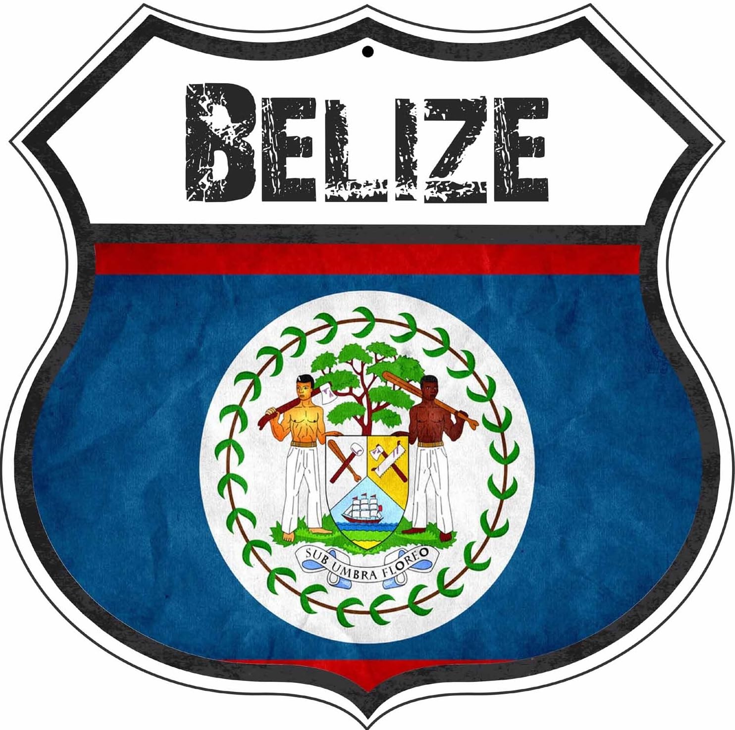 Belize Country Flag Novelty wall Décor Highway Vintage Look Shield Sign