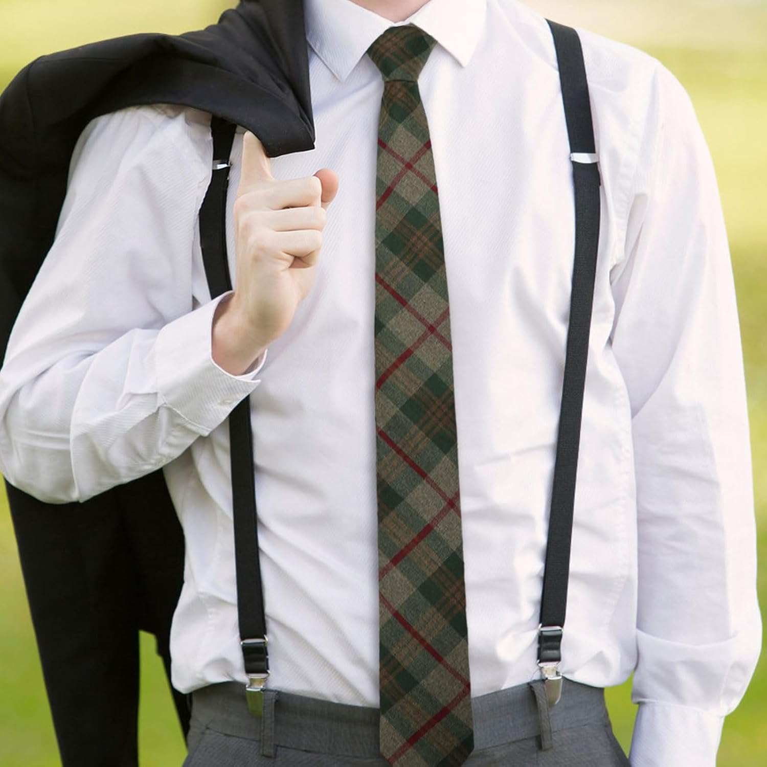 Mens Tie Cotton Skinny Ties for Men, Plaid Striped Men's Neckties Cashmere Wool Necktie for Business Wedding Party - Image 7