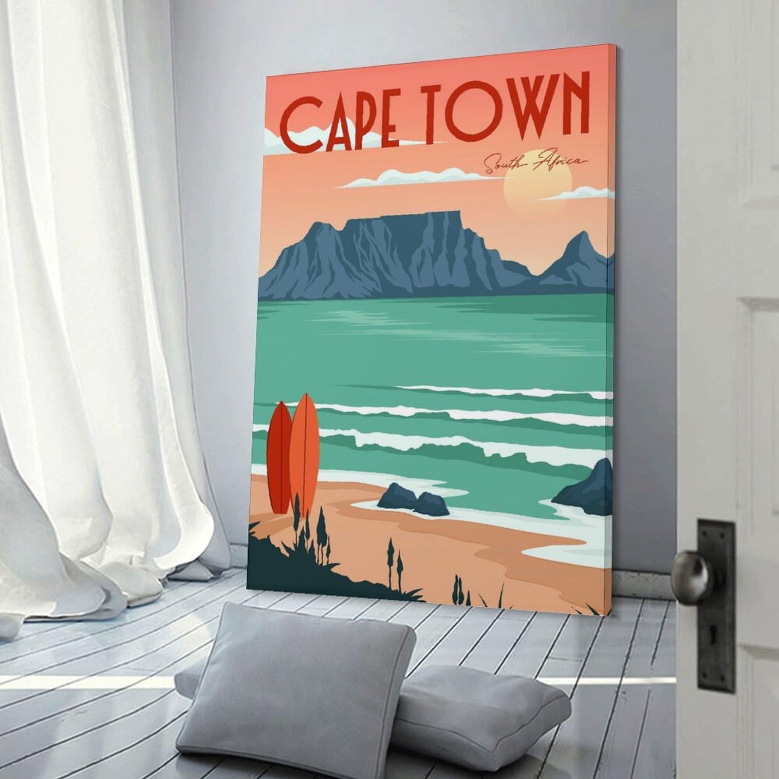 Junmoney Cape Town Travel Wall Art Print 20x30inch(50x75cm), for Hallway, Entryway Or Landing, A Neat Decor Update for Hallways, for Everyday Interiors