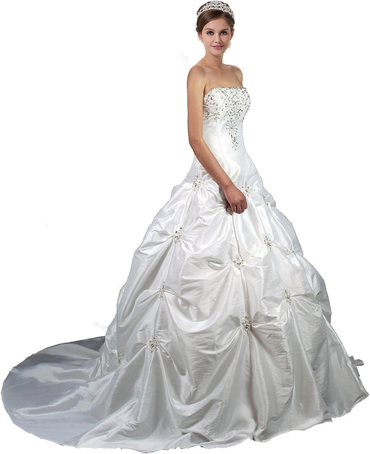 Faironly M58 White Ivory Wedding Dress Bride Gown (White)