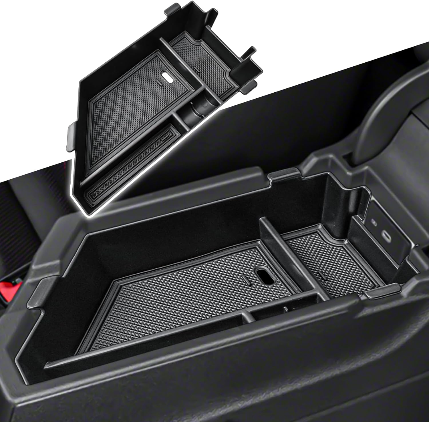 Center Console Insert Tray Compatible with Volkswagen Jetta 2020 2021 2022 2023 2024 2025 2026 Accessories, Armrest Box Organizer Storage Tray for 2020-2026 Jetta S/SE/SEL/Sport/GLI, Black