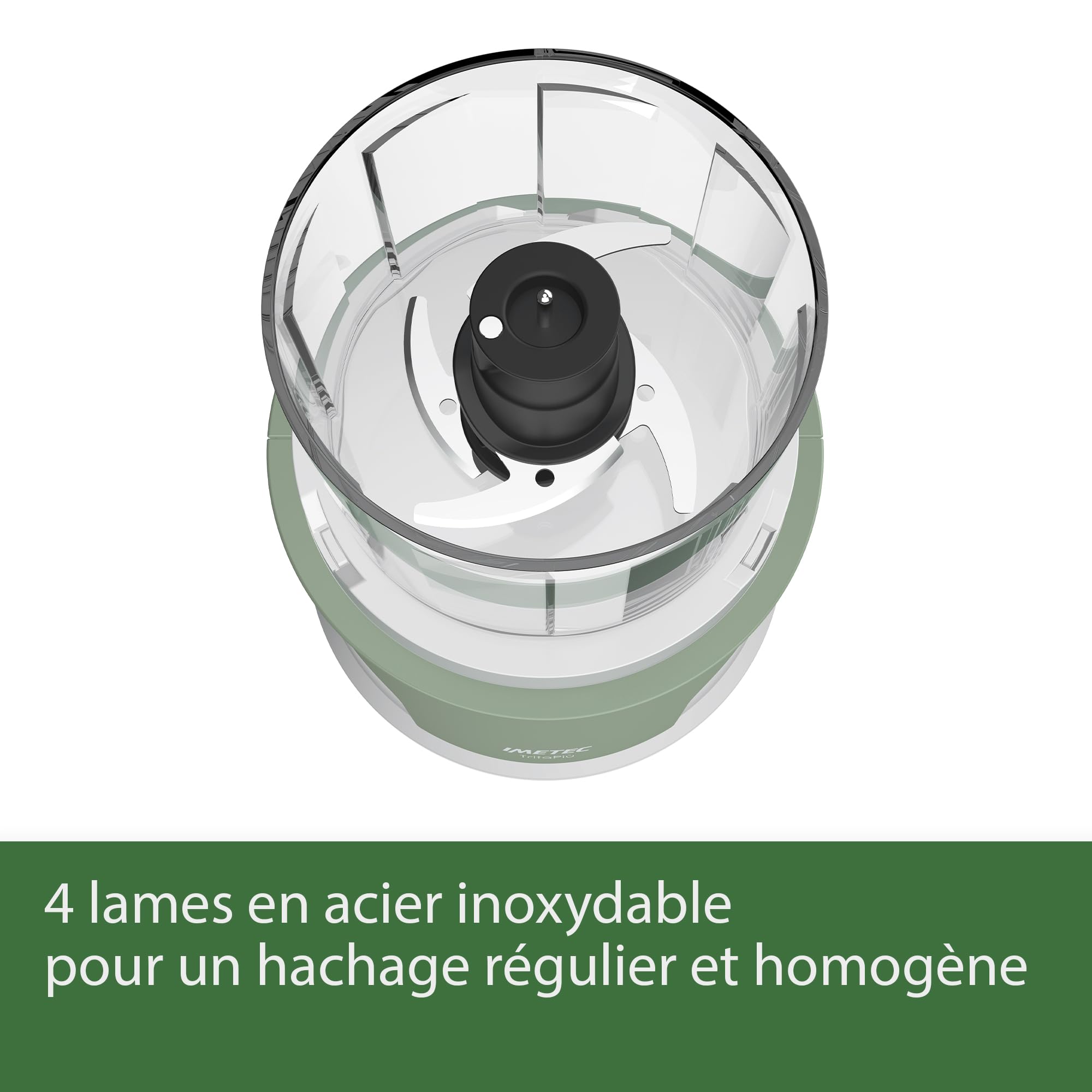 Bellissima Imetec Tritapiù Hachoir Électrique, 4 Lames en Acier Inoxydable, Grand Récipient 600 ml, 18000 tr / min, Fonctionnement sous Pression, 1000 W, Matériaux sans BPA