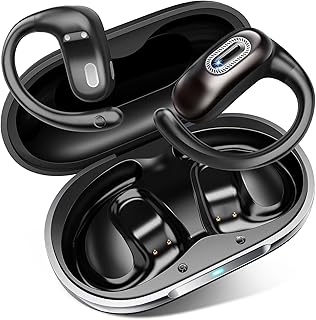 Open Ear Headphones, Bluetooth 5.4 Earbuds, 50H, Air Conduction Ear Buds, Stereo Bass Over Ear Earphones with Earhooks, Ultra-Comfort Secure Fit, IPX7 Waterproof Headset for Working Sports
