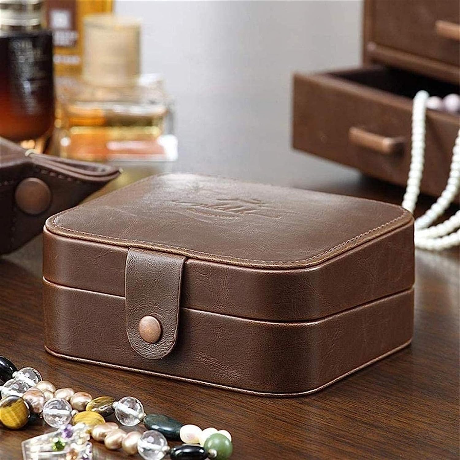 Joyero para Mujer, Organizador de Joyas de Viaje para Collar, Pendientes, Anillos, Estuche de Soporte de joyería de PU