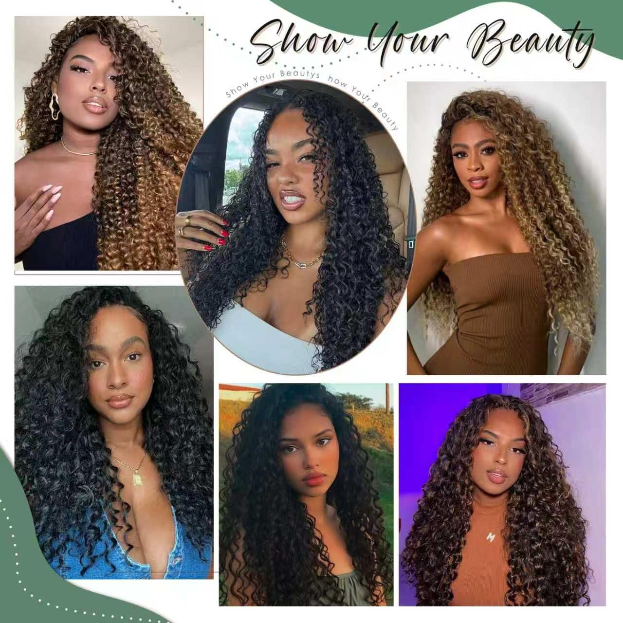 Pure Protein Fiber Feather Crochet Hair For Black Women Close to Human Hair 16Inch 100 Strands Curly Deep Wave For Miracle Knots Braids Pre Separated Invisible Crochet Hair Extensions(16Inch T27#)