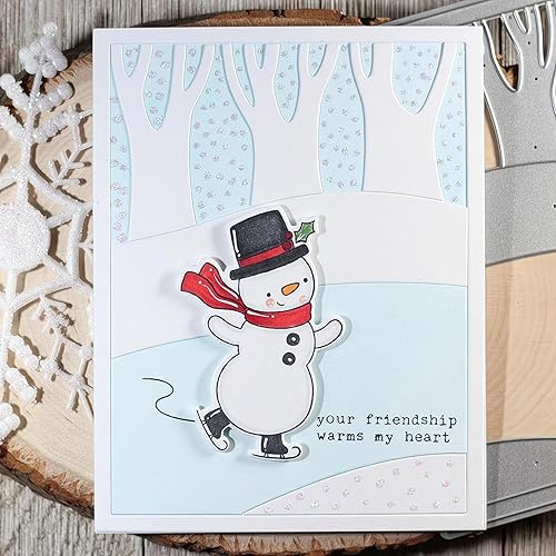 Miniatura 8 de Qoiseys Juegos de sellos y troqueles transparentes de esquí de invierno para hacer tarjetas, plantillas de corte troquelado para álbumes de